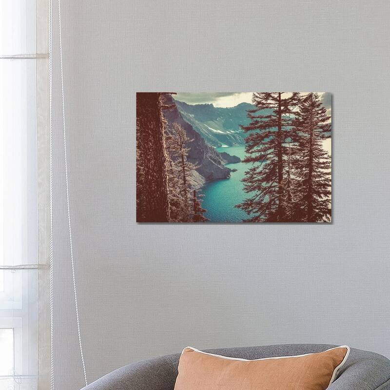 iCanvas "Retro Crater Lake Oregon, Pacific Northwest" by Nature Magick Canvas Print - 18x26x1.5