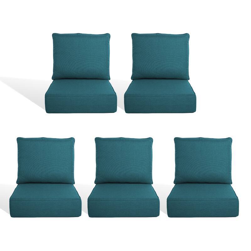 Pocassy 22"x24"x6" Thick Cushions Pillows Indoor & Outdoor Cushion - 5 Set Seat & Back Cushion - Peacocka Green Cushion