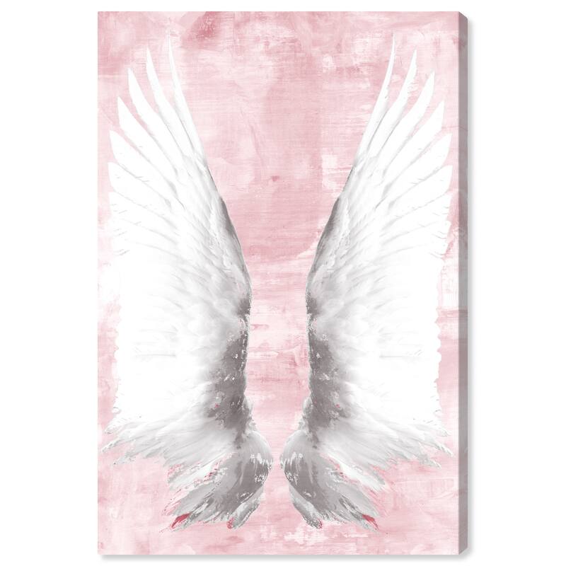 Wynwood Studio Canvas Fashion and Glam Dreaming Wings Pink White and Light Pink Glam Wall Art Canvas Print