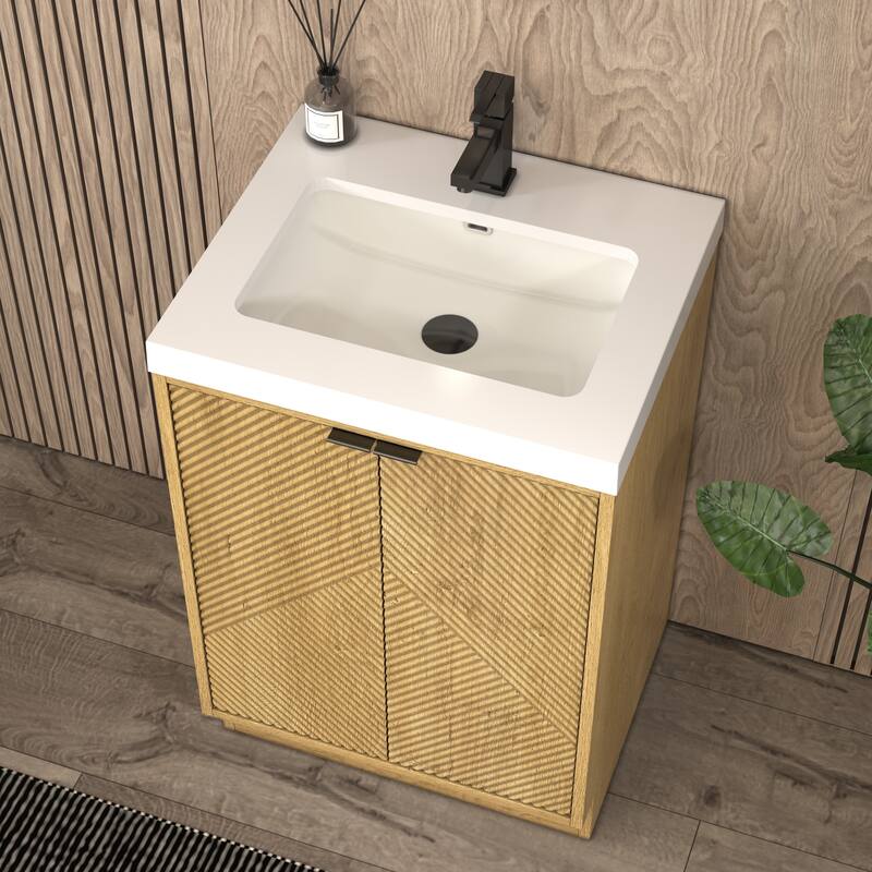 Milano 24" Freestanding Bathroom Vanity with White Acrylic Sink