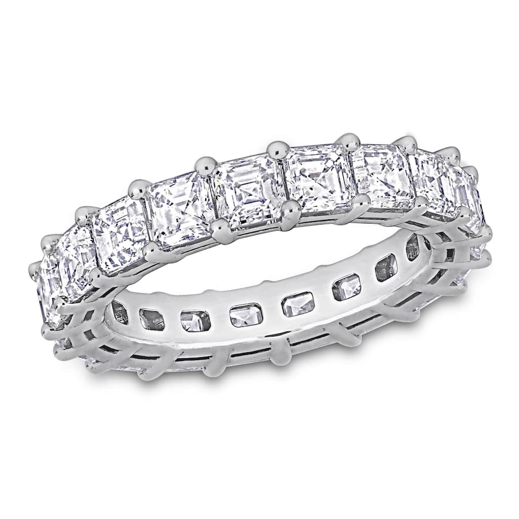 Miadora 4 3/8ct TDW Asscher-Cut Diamond Eternity Ring in 18k White Gold