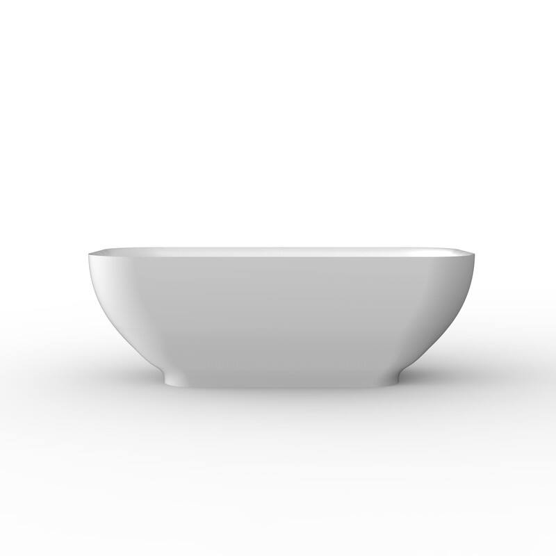 ABRUZZO 67" Solid Surface Freestanding Soaking Bathtub cUPC Certified with Overflow & Pop-Up Drain