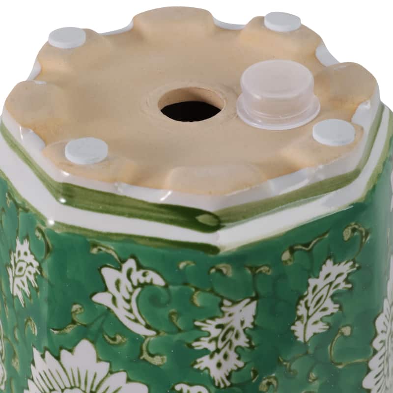 Ceramic Planters Embossed Bird Floral Detailing Scalloped (Set of 2)
