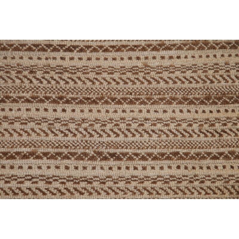 Striped Modern Gabbeh Runner Rug Handmade Wool Carpet - 2'6"x 11'8"