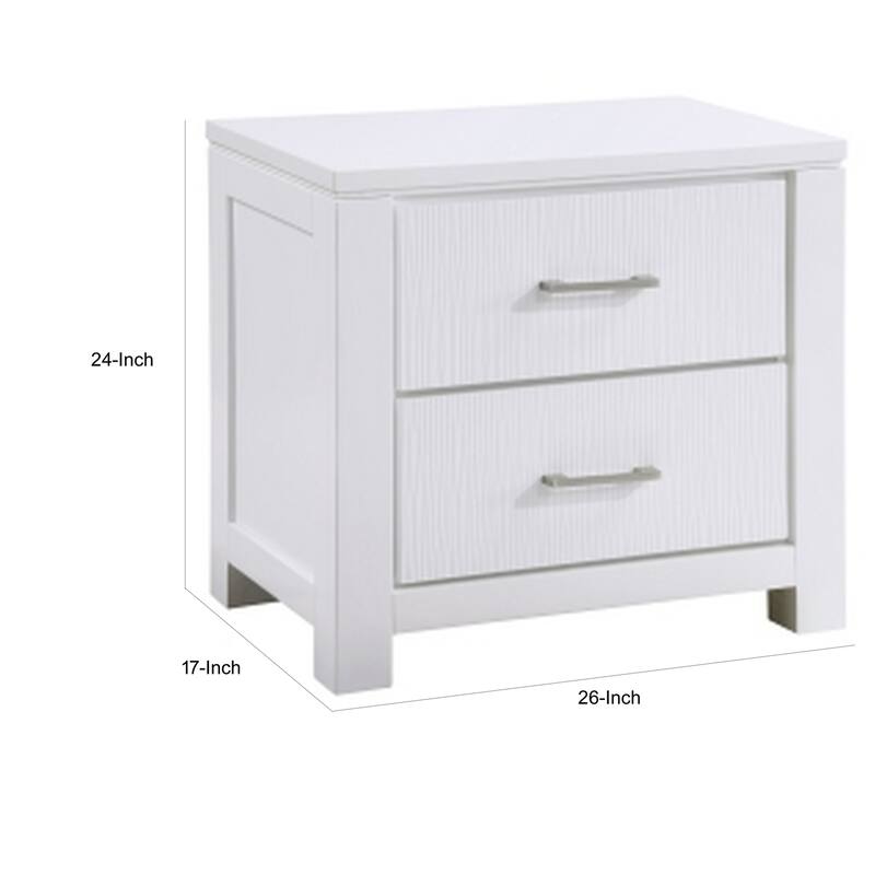 White/Chrome 2 Drawer 17 in. W Nightstand with Sturdy Hardware and Ample Storage