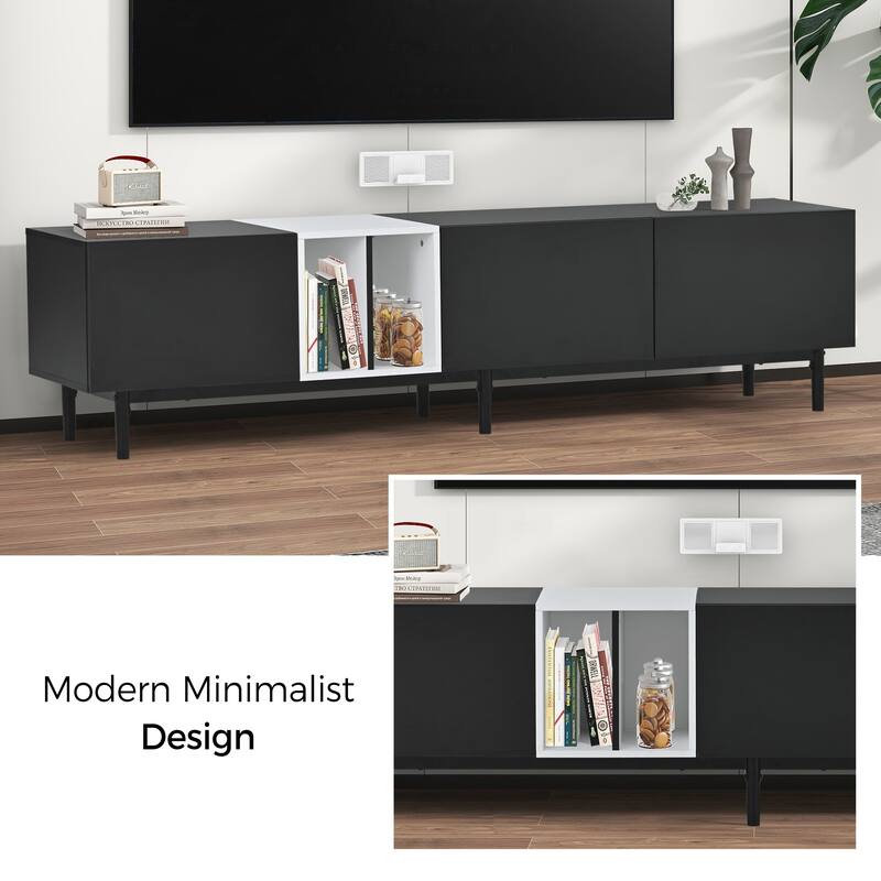 3 Doors TV Stand for TVs Up to 80", Flat Screen TV Console Media Cabinet with Large Storage Cabinet, Home Entertainment Center