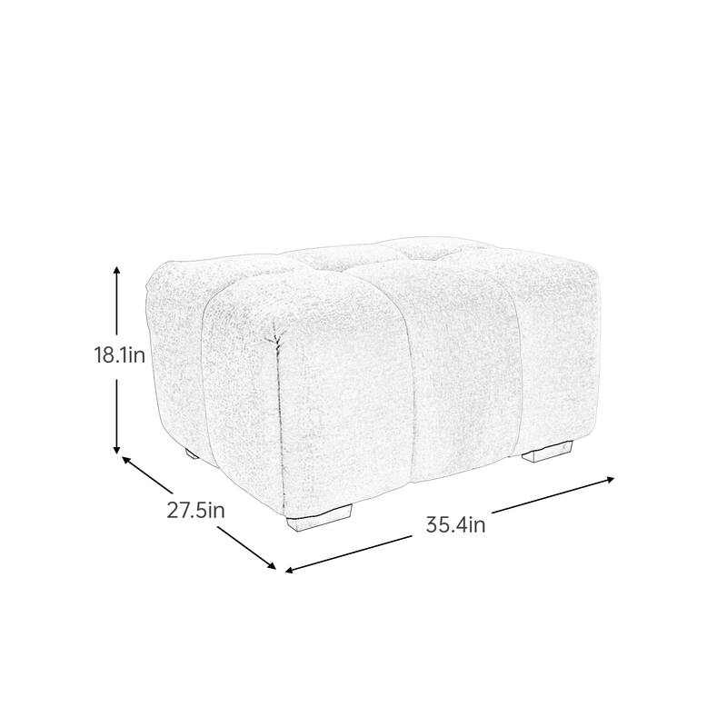 33 White Sofas White Chenille - Armless Seat and ottoman