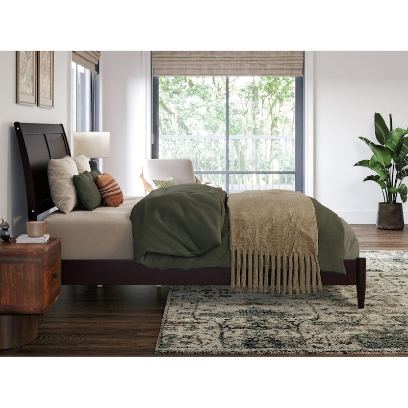 Valencia Solid Wood Low Profile Sleigh Platform Bed