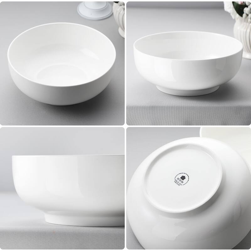 Serving Bowls, 114 OZ(10") Extra Large Salad Bowls Set of 2, Porcelain White Serving Bowls, Large Ceramic Bowl Set