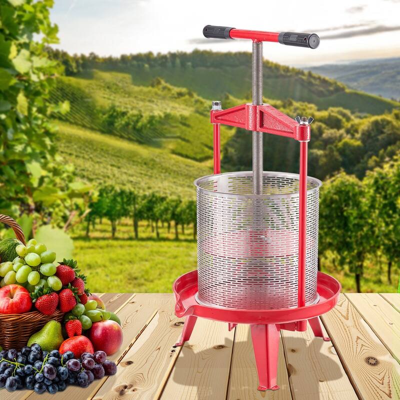 Fruit Wine Press Manual Press for Wine Making 2.38 Gal/9L Stainless Steel - Multi