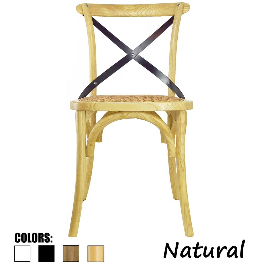 Mid Century Modern Contemporary Antique Style Cross Back X Open Wooden Frame Dining Accent Wood Chairs
