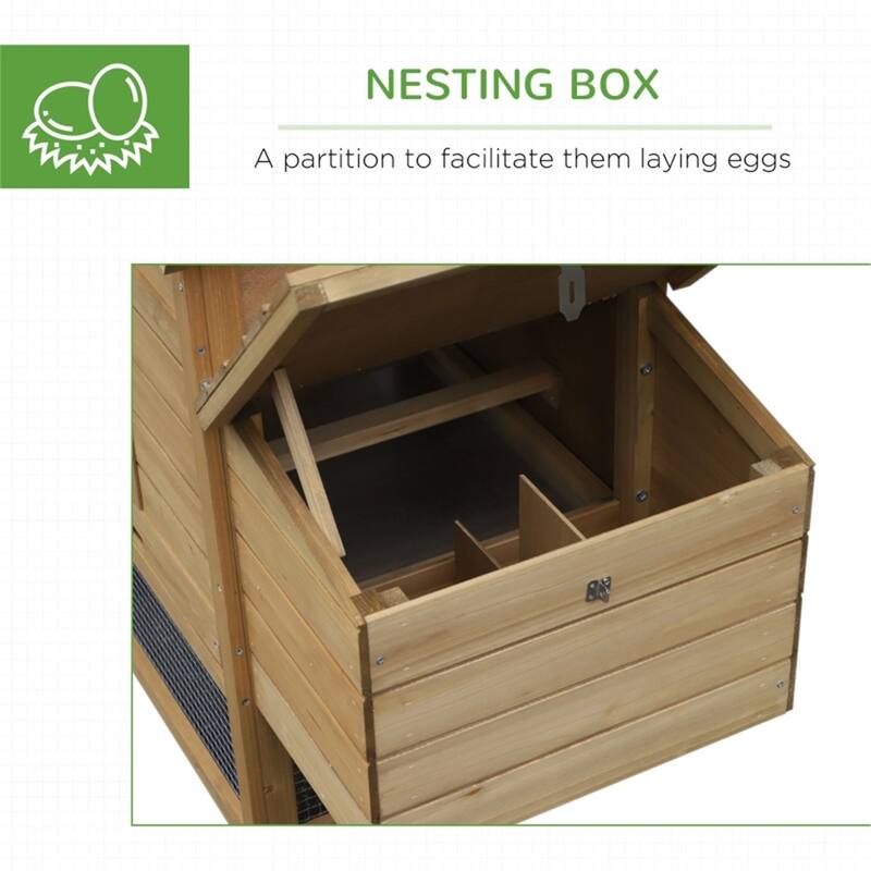 Compact Fir Wood Chicken Coop with Elevated House, Nesting Box, and Ramp