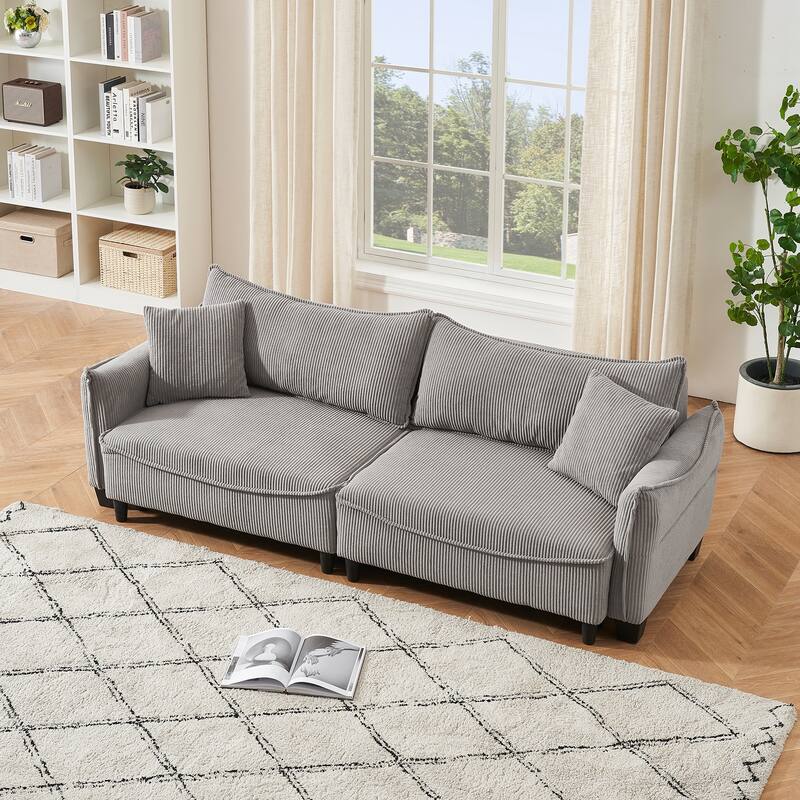 Sofa can be Converted into A Sofa Bed with Two Throw Pillows - Grey