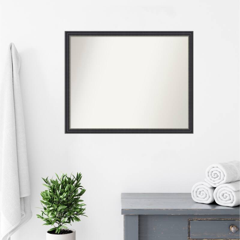 Stylish Black Non-Beveled Wood Framed Bathroom Vanity Wall Mirror - Stylish Black