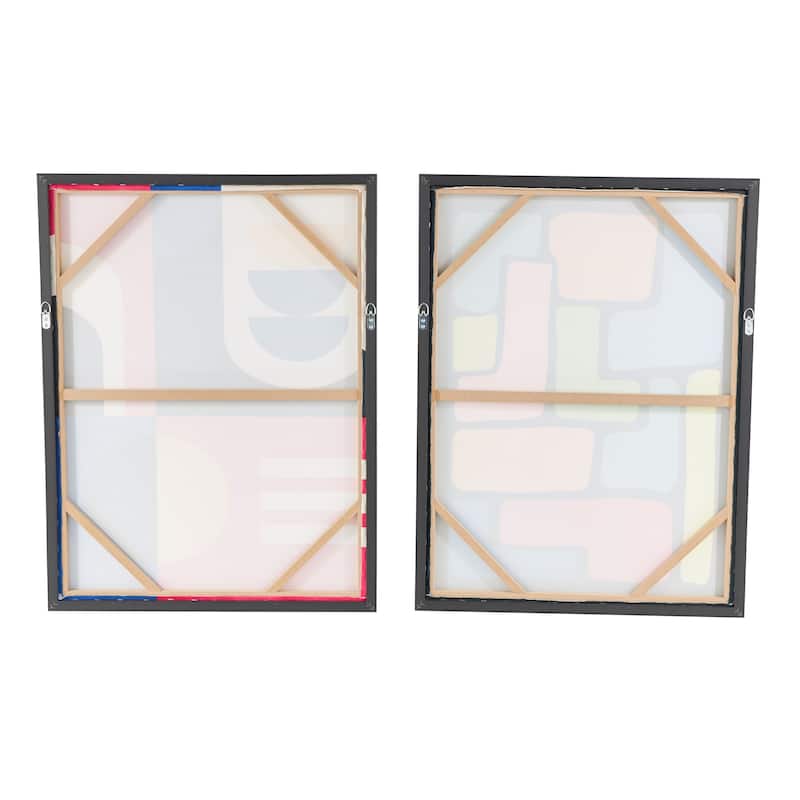 Canvas Geometric Framed Wall Art with Black Frame - Set of 2 Multi Colored - Roche River Decor