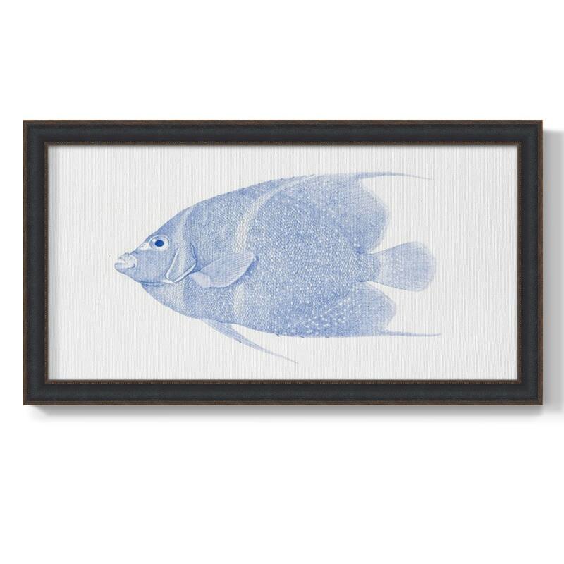 Blue & White Tropical Fish V Premium Framed Canvas- Ready to Hang