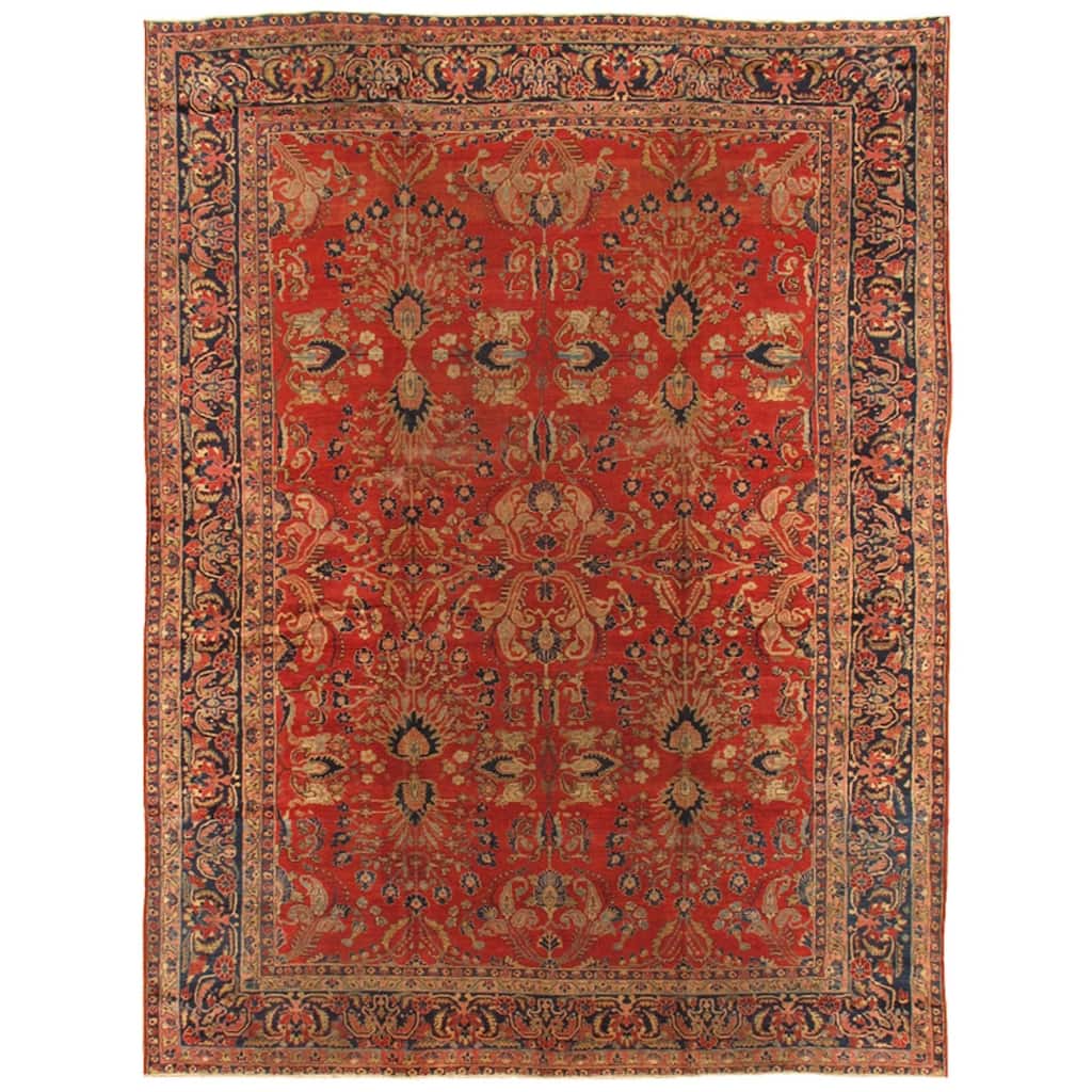 Pasargad Home Antique Sarouk Hand-Knotted Lamb's Wool Area Rug - 8'10'' X 11' 5''