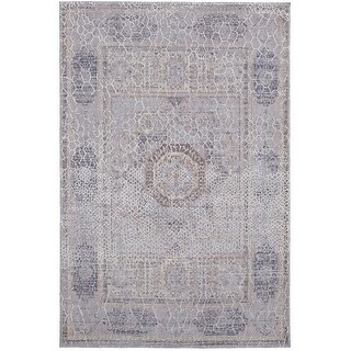 HomeRoots 12' X 15' Gray And Ivory Floral Power Loom Distressed Stain ...