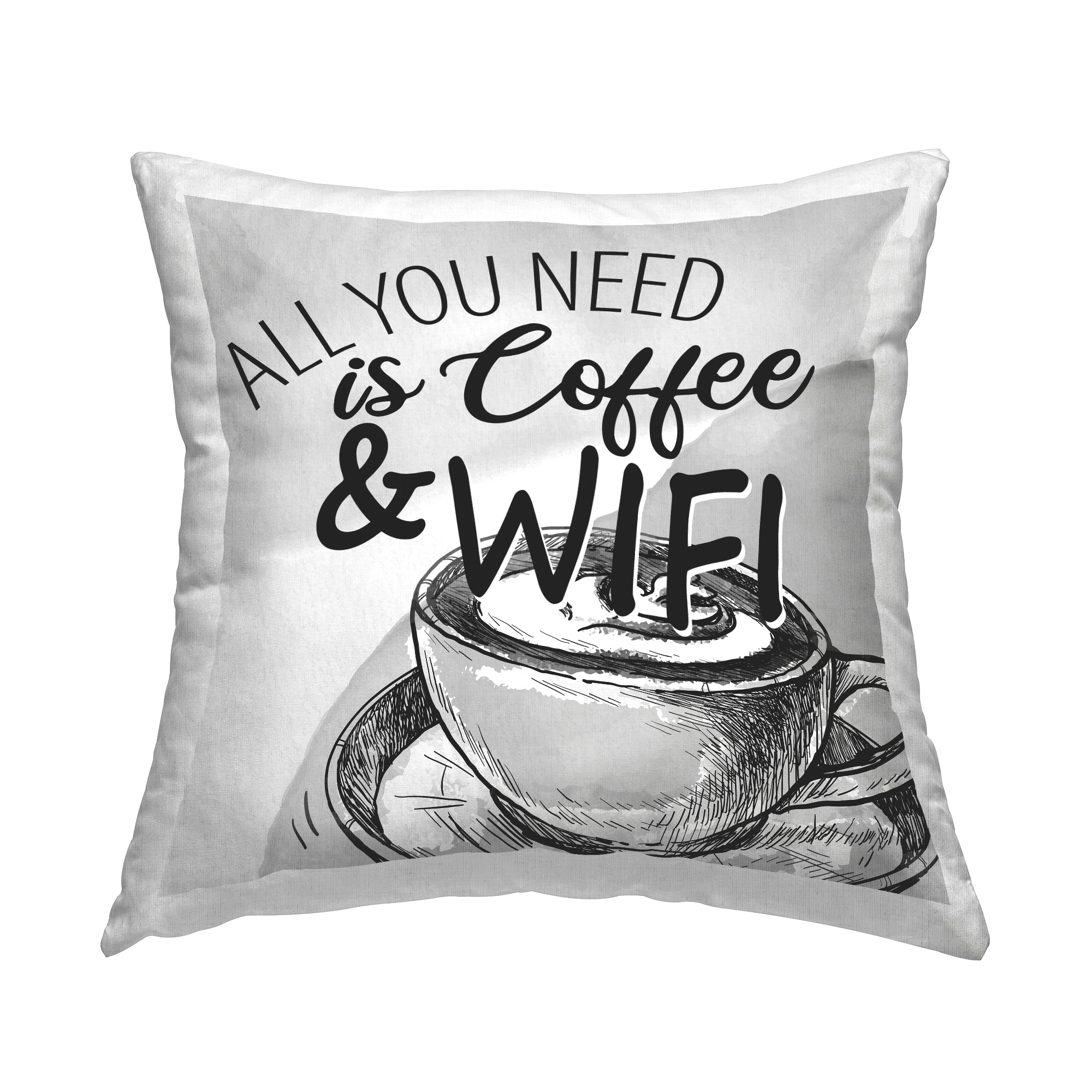 Stupell Coffee Wifi Grey Phrase Printed Throw Pillow by Kim