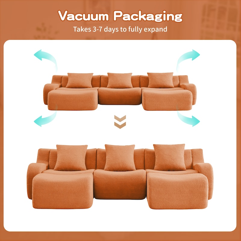 GDF Studio - Fairford U-Shaped 3-Seat Modular Sofa With Curved Armrests & Non-Slip Base
