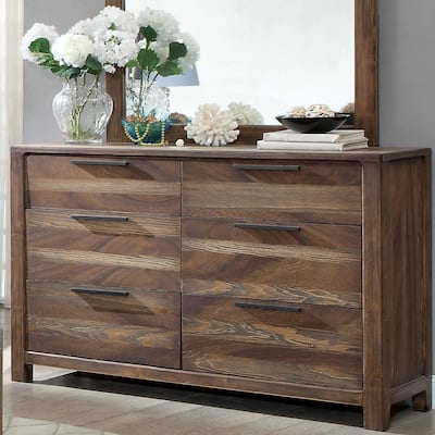 Lome Rustic Natural Tone 56-inch Wide 6-Drawer Wood Dresser by Furniture of America