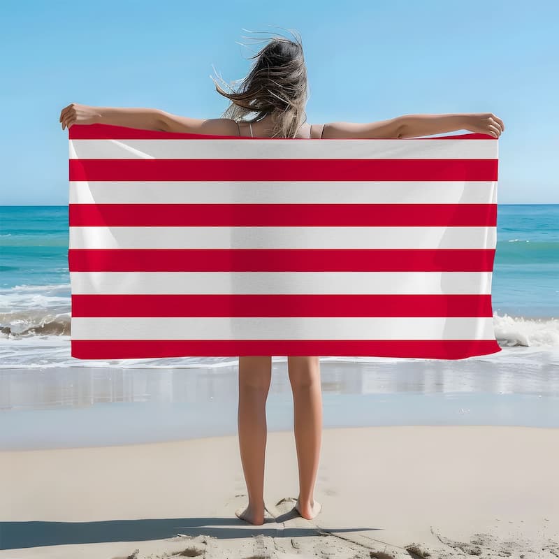 Large Cabana Stripe Beach Towel 30"x60", 35"x70" - 30"x60" - Red