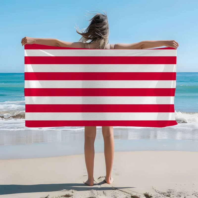 Large Cabana Stripe Beach Towel 30"x60", 35"x70" - 35"x70" - Red