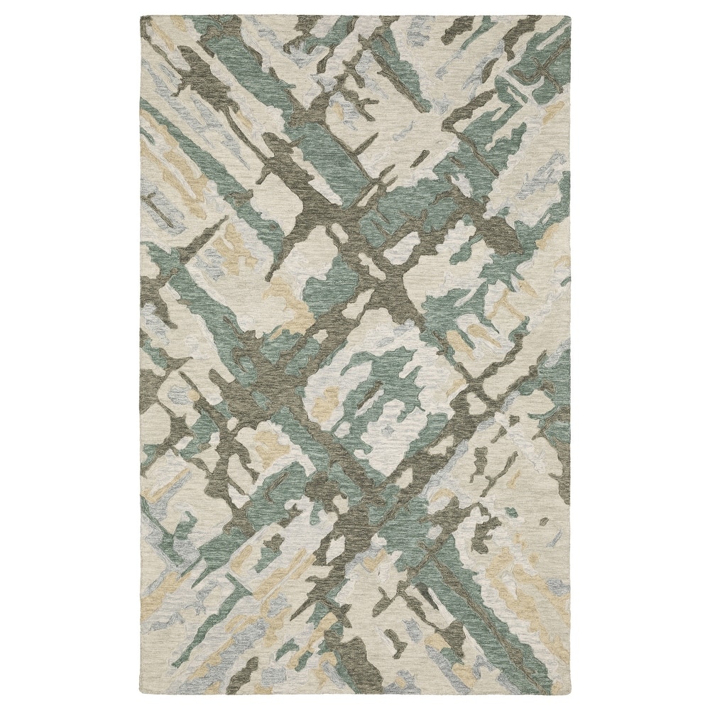 Style Haven Kitt Handmade Wool Abstract Etchings Grey/ Teal Area Rug