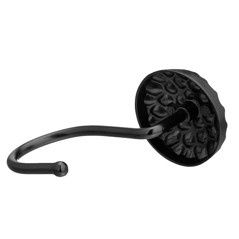 12 Piece Set - Matte Black Pebble Stones Heavy Duty Shower Curtain Hooks Rings Rustproof Metal - Matte Black