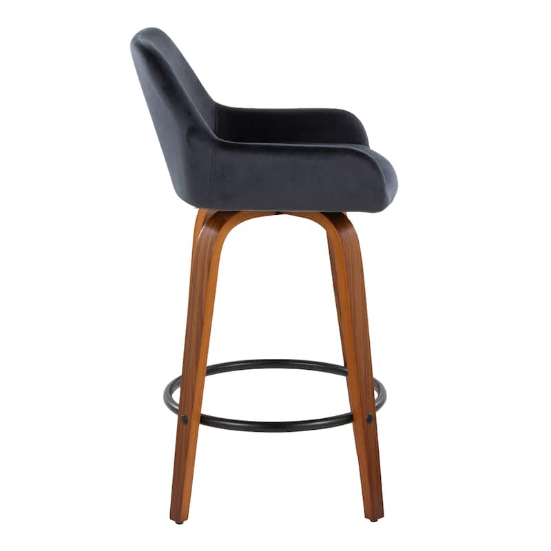Porch & Den Galotti 26" Fixed-Height Counter Stool with Bent Wood Legs & Round Footrest (Set of 2)