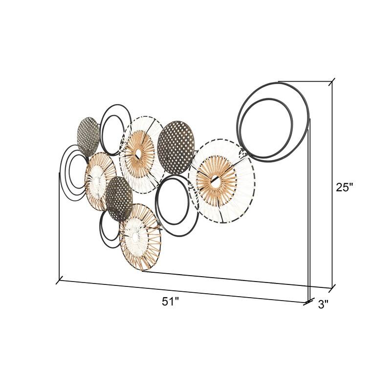 Maela Contemporary Abstract Plate Metal Wall Art - 25"H x 51"W x 3"D