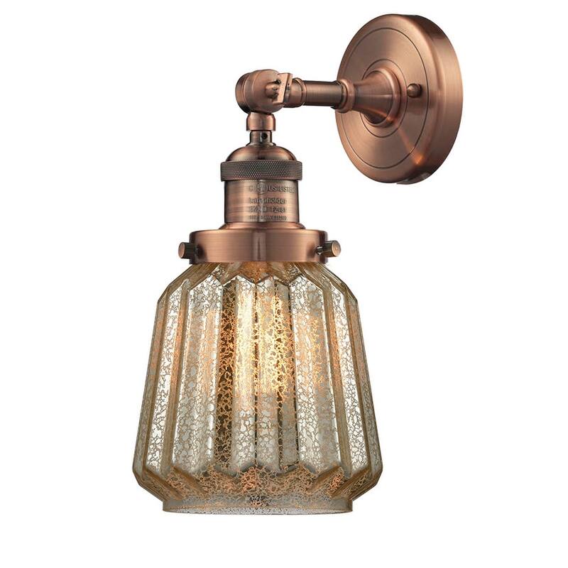 Innovations Lighting Chatham Single Light 12" Tall Bathroom Sconce - Antique Copper / Mercury Fluted