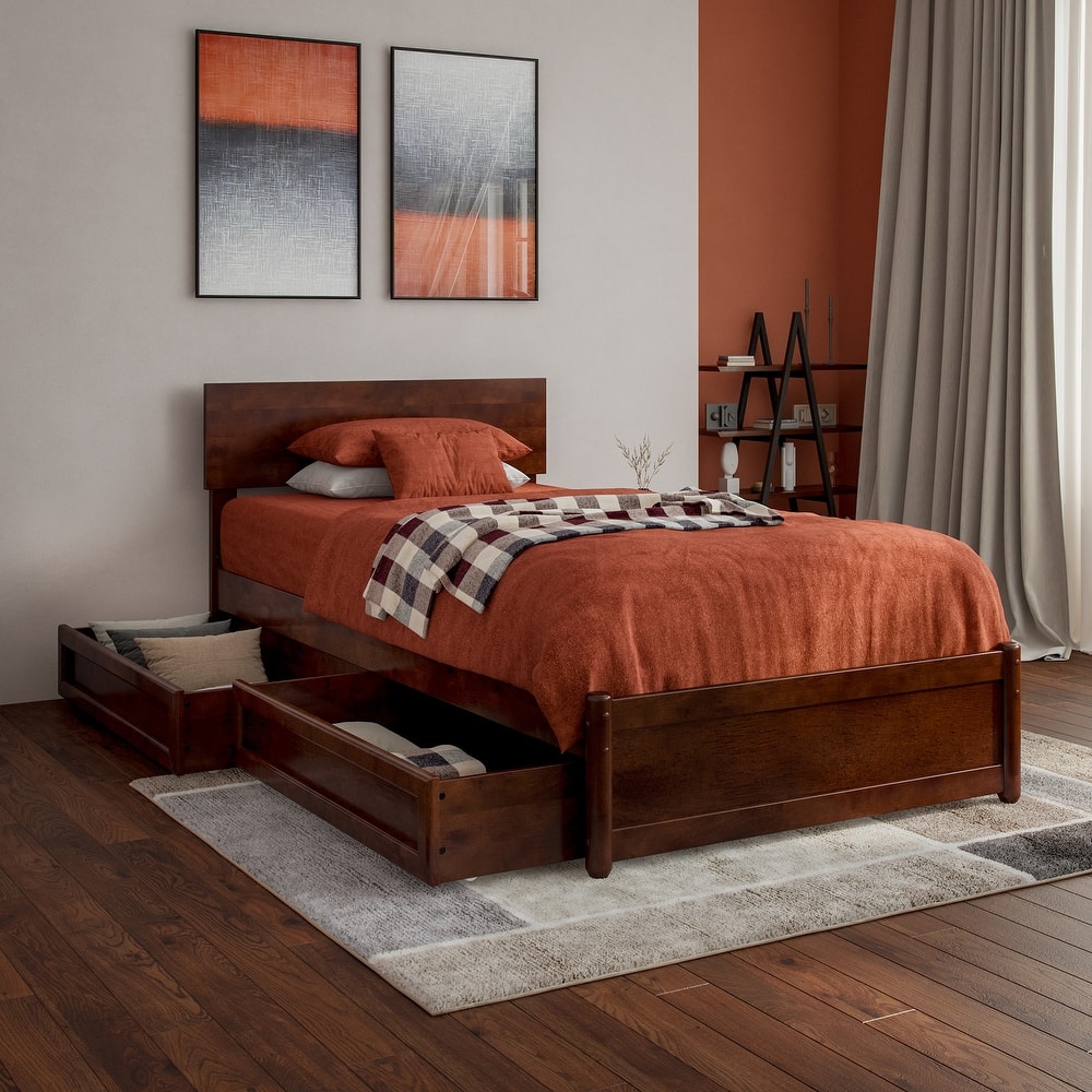 Wesley Platform Bed with Panel Footboard and Storage Drawers