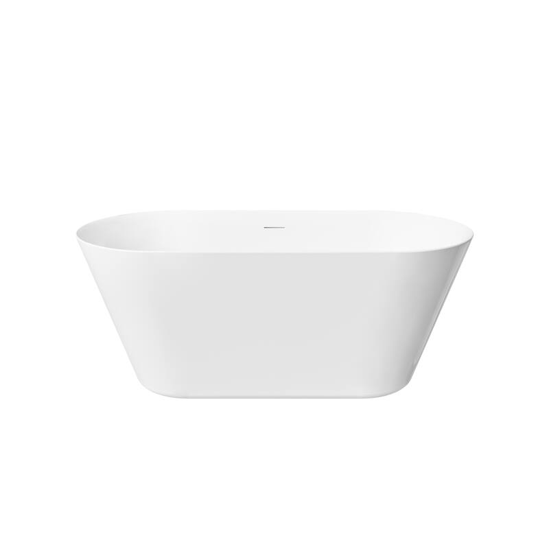 Glossy White Freestanding Soaking Bathtub, 100% Pure Virgin Acrylic with Drain And Overflow