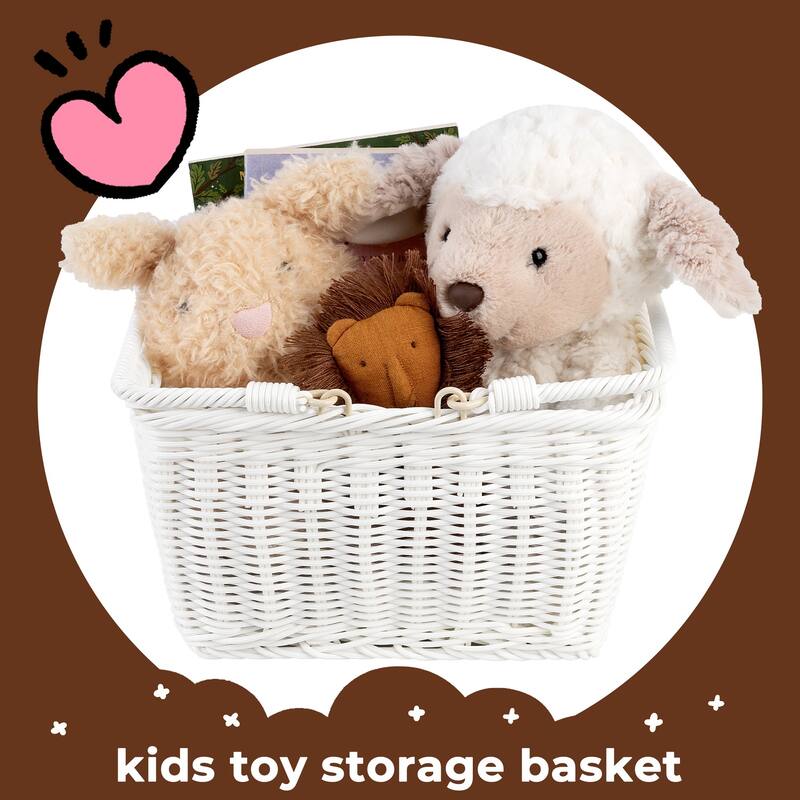 Small Front Bike Basket, Picnic Wicker Basket with Handle - 9.75"D x 7"W x 6"H