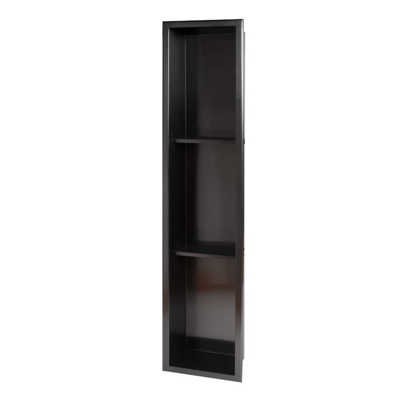 ALFI brand 8" x 36" Brushed Black PVD Stainless Steel Vertical Triple Shelf Shower Niche