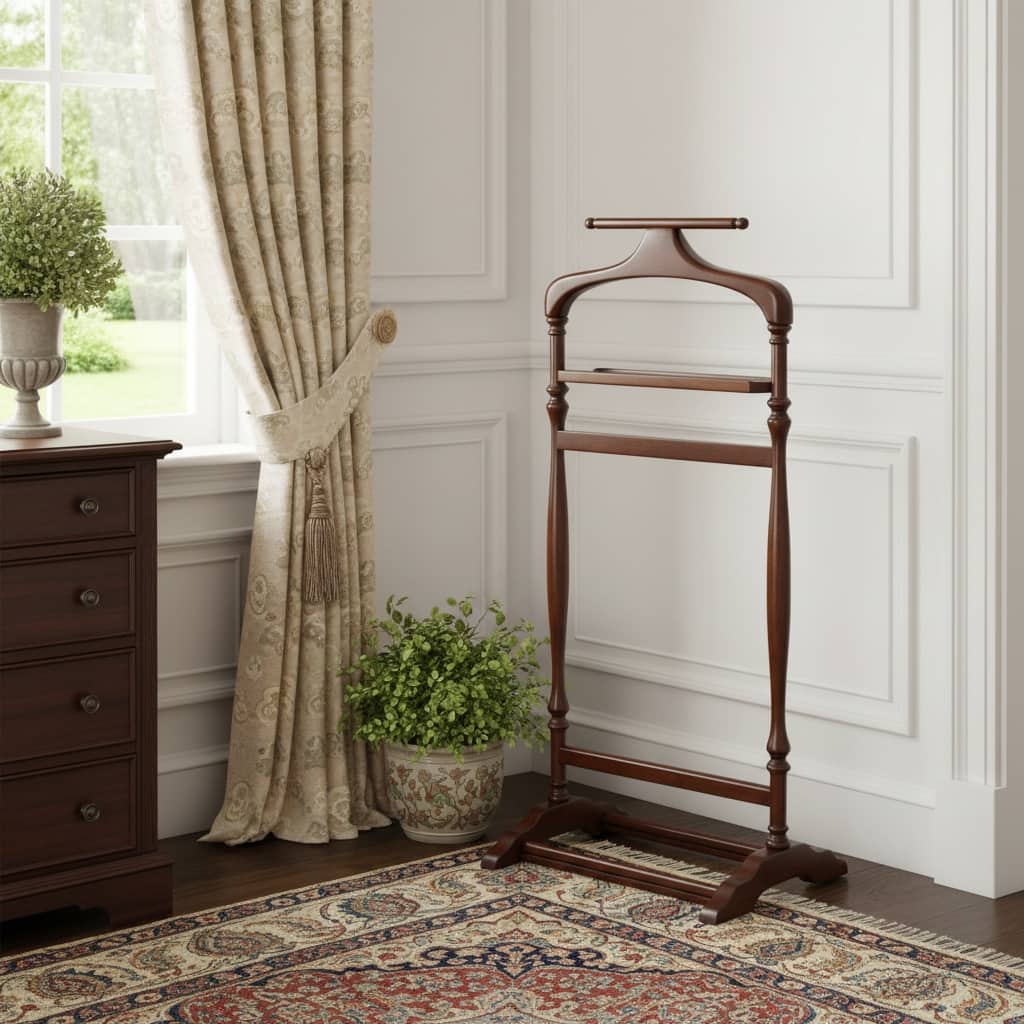 HomeRoots Judson Olive Ash Burl Valet Stand - 18.75 in. x 42.75 in. x 14.00 in.