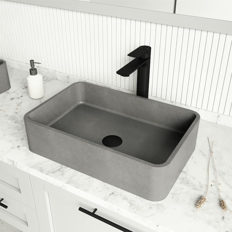 VIGO 1.75" W Vessel Bathroom Sink Pop-up Drain and Mounting Ring in Matte Black