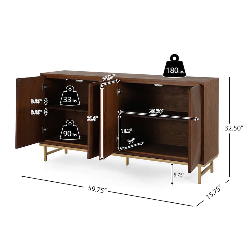 Christopher Knight Home - Tobias Wide Sideboard Buffet Cabinet for Stylish and Functional Storage
