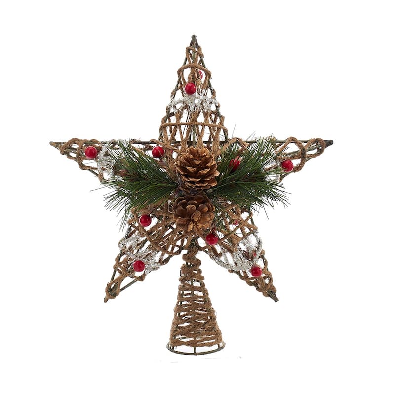 Kurt Adler 11-inch Natural Star with Pinecones Tree Topper