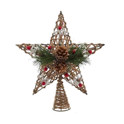Kurt Adler 11-inch Natural Star with Pinecones Tree Topper