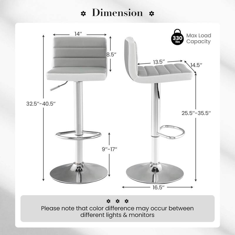 Costway Set of 4 Bar Stools Adjustable Barstool PU Leather Swivel Pub