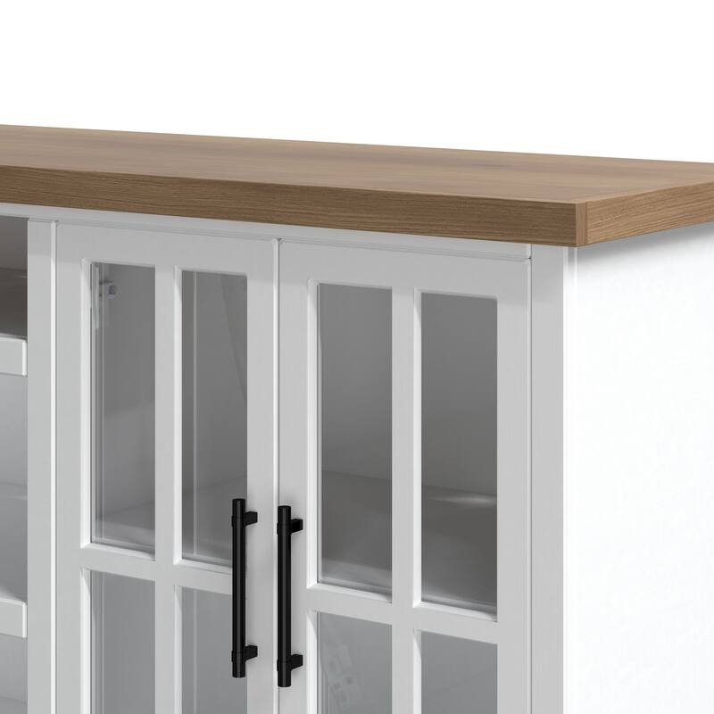 Bridgevine Home Modern Farmhouse 96 inch TV Stand Console for TVs up to 100 inches, No Assembly Requried, Two-Tone Finish