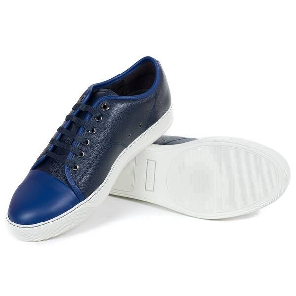 Mens Lanvin Blue Grained Calfskin Two Tone Low Top Sneakers Overstock 21252786 ✅ browse our daily deals for even more savings! overstock com