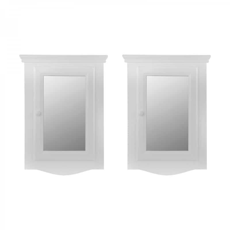 White Corner Wall Mount Medicine Cabinet with Mirror Wooden Bathroom Storage 27" x 20" Double Shelf Pack of 2 Renovators Supply