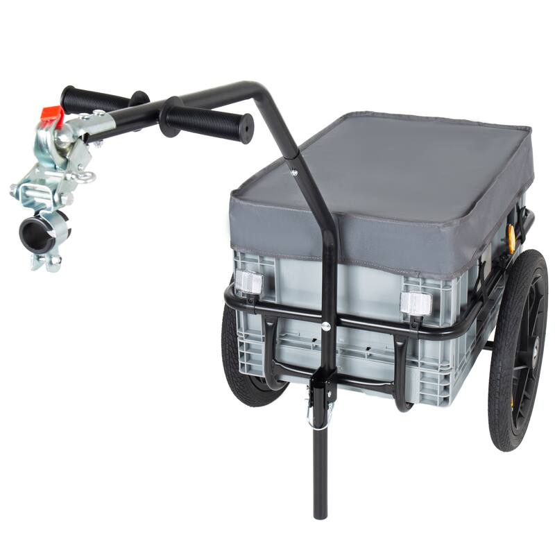 2-in-1 Bike Cargo Trailer with Foldable Storage Box, Bicycle Trailer Quick Release 16" Wheels, 70L Large Capacity