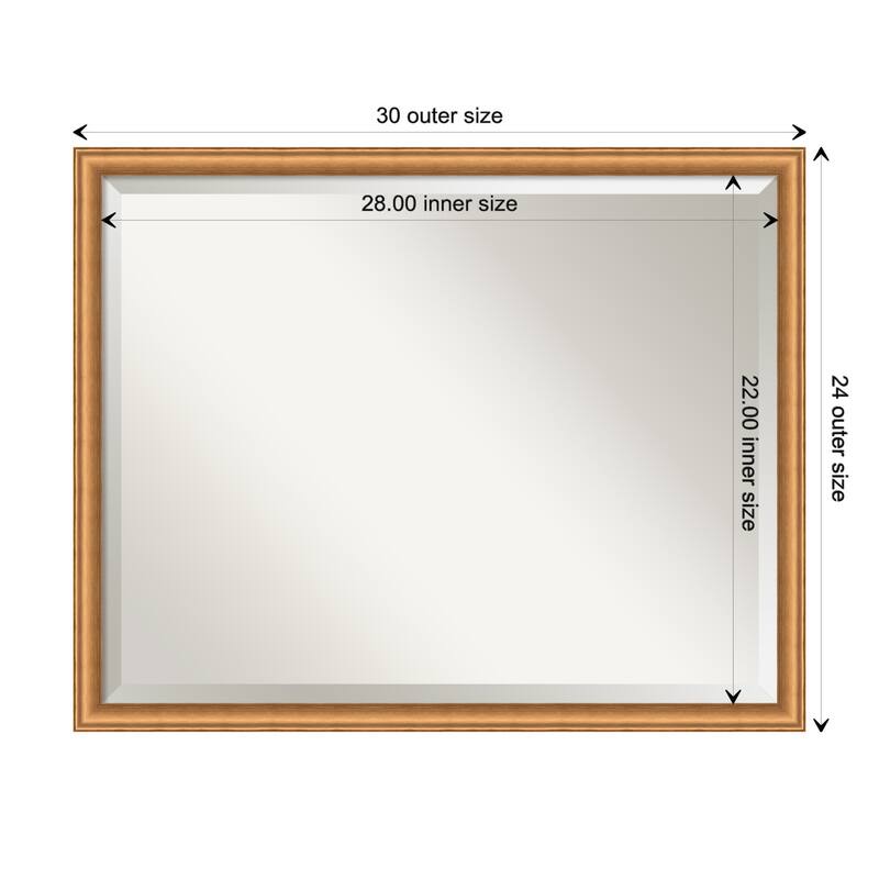 Salon Scoop Beveled Wood Framed Bathroom Vanity Wall Mirror - Salon Scoop Copper - Glass Size 28x22
