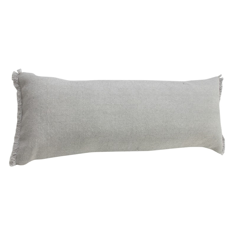Sevita Light Gray Solid Stonewash Throw Pillow with Fringe