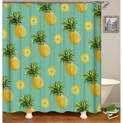 Shower Curtain Liner with Hooks (Pineapple 1, 72Wx72L)