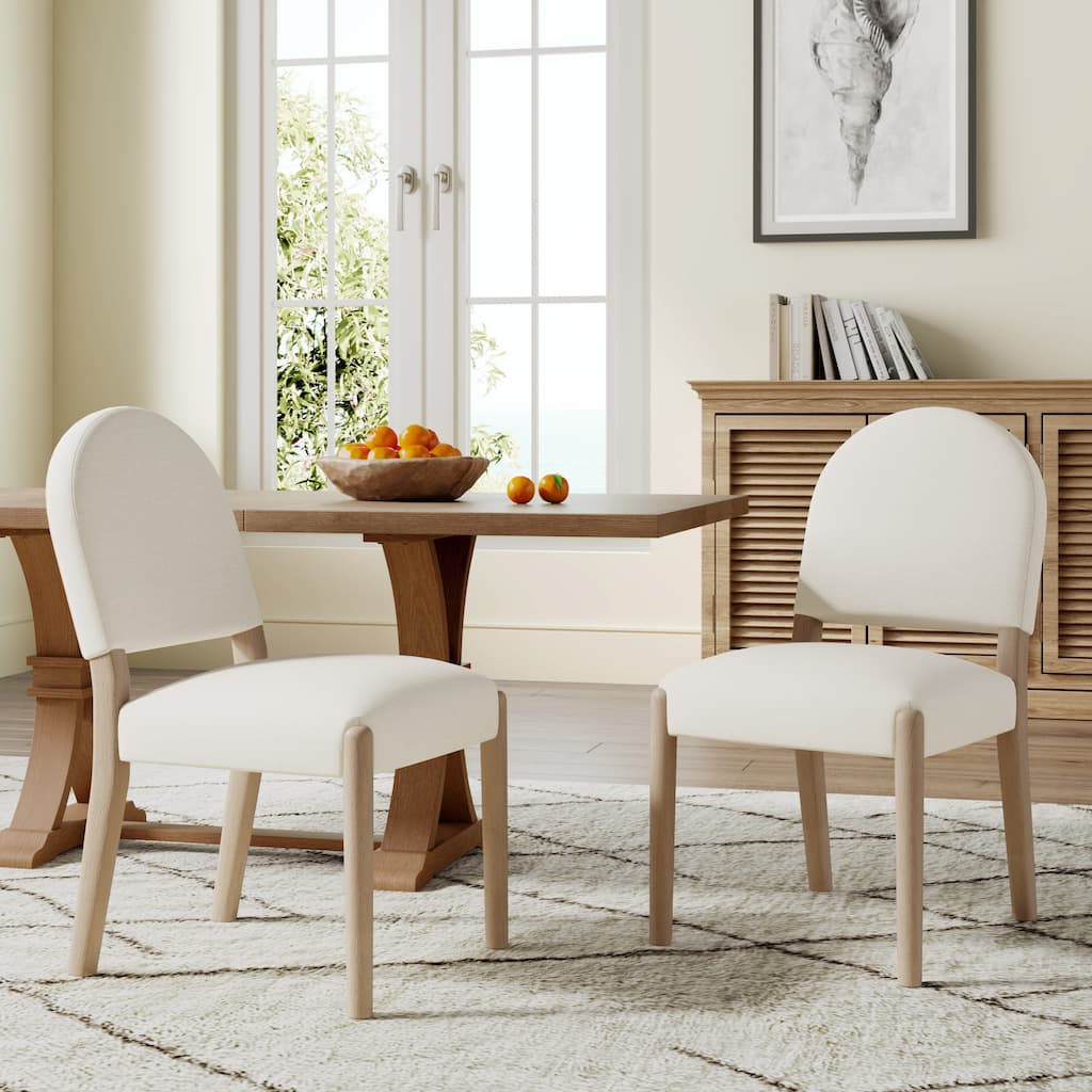 Christopher Knight Home - Mid-Century Upholstered Armless Dining Side Chairs with Rubber Wood Frame (Set of 2)